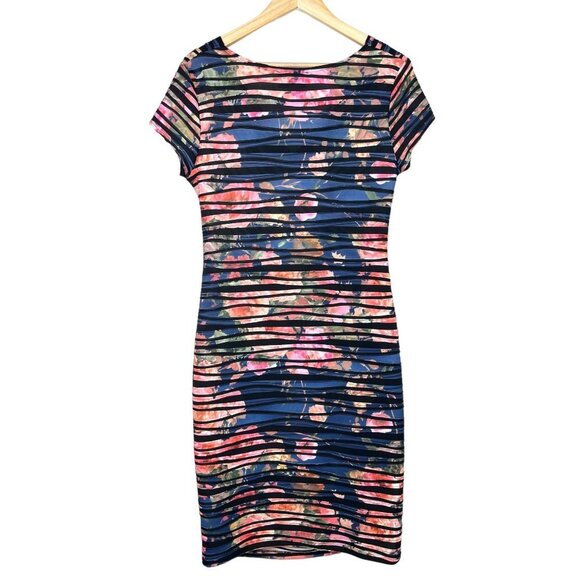 Joseph Ribkoff artsy floral Sheath knit Dress size 12 - Picture 3 of 9